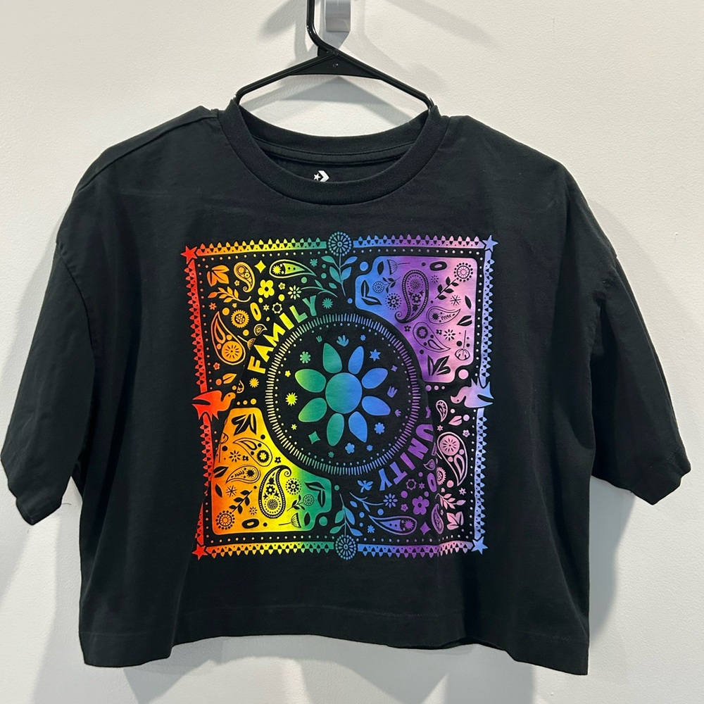 Converse Family Unity Rainbow Pride Geometric Black Crop Ladies Medium